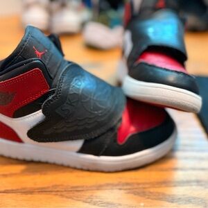 Sky Jordan 1- Kids Black and Red Sneakers
